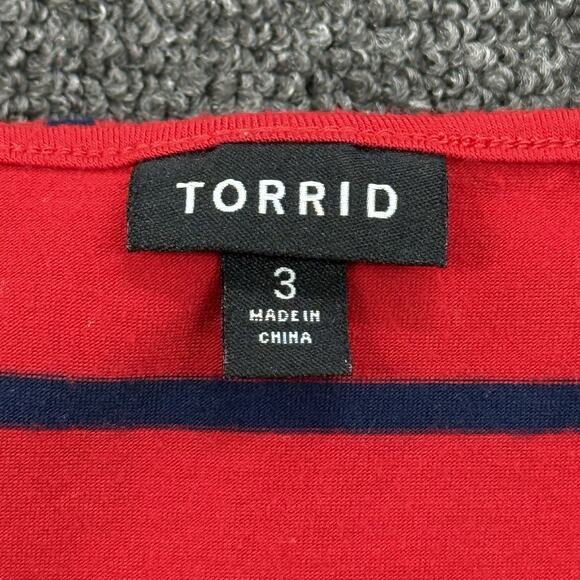 Torrid Womens Red & Blue Striped Wrap Knit Jersey Short Sleeve Plus Size 3XL - Picture 7 of 13